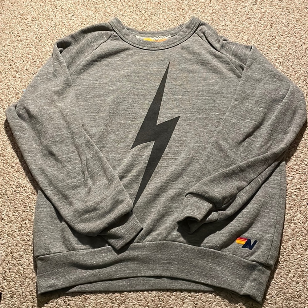 Aviator nation Lightning bolt gray crewneck